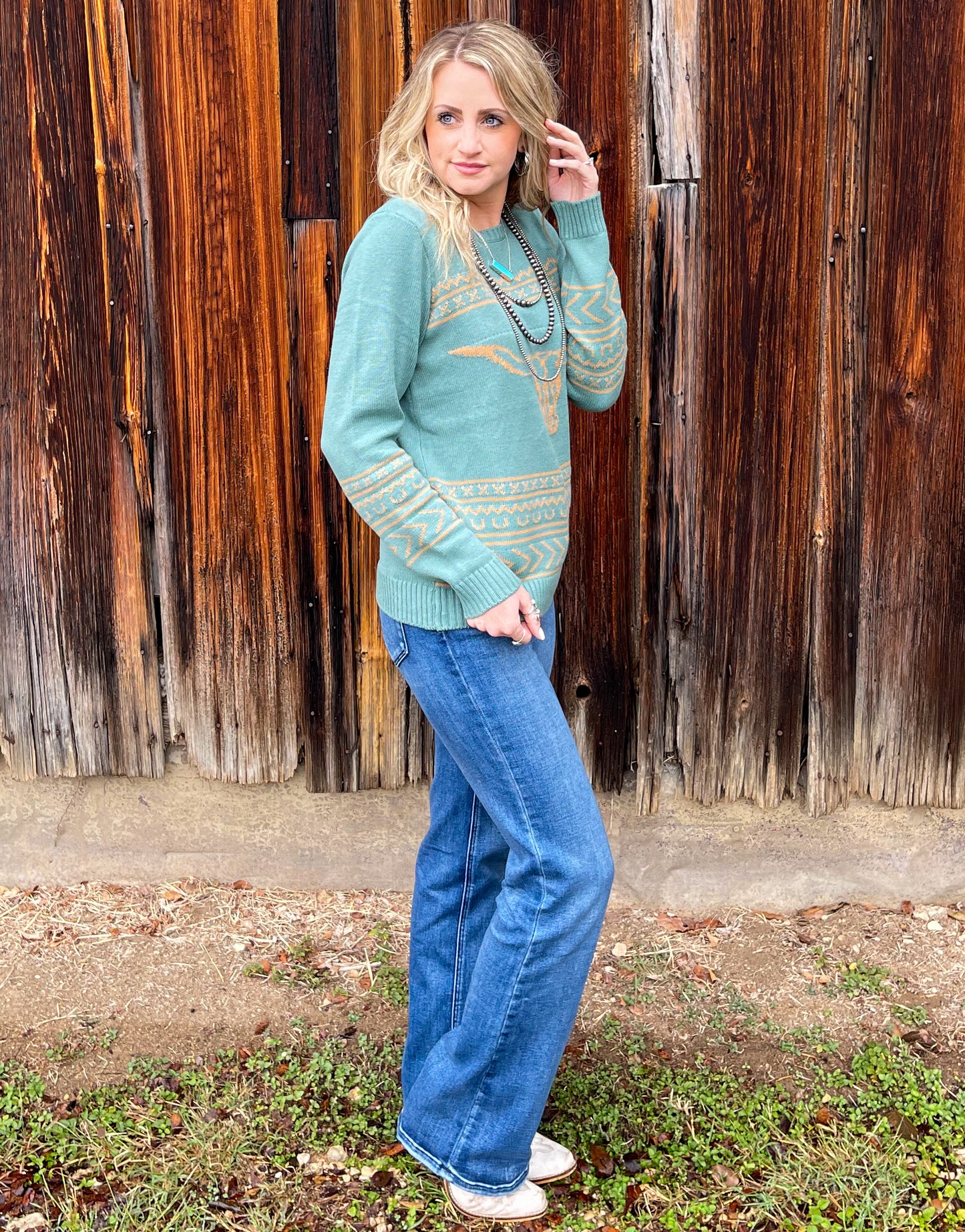 Longhorn Sweater *Aqua