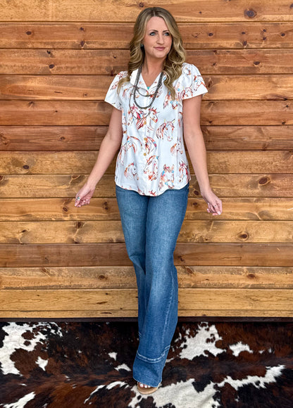 Painted Horses Button-Up Top