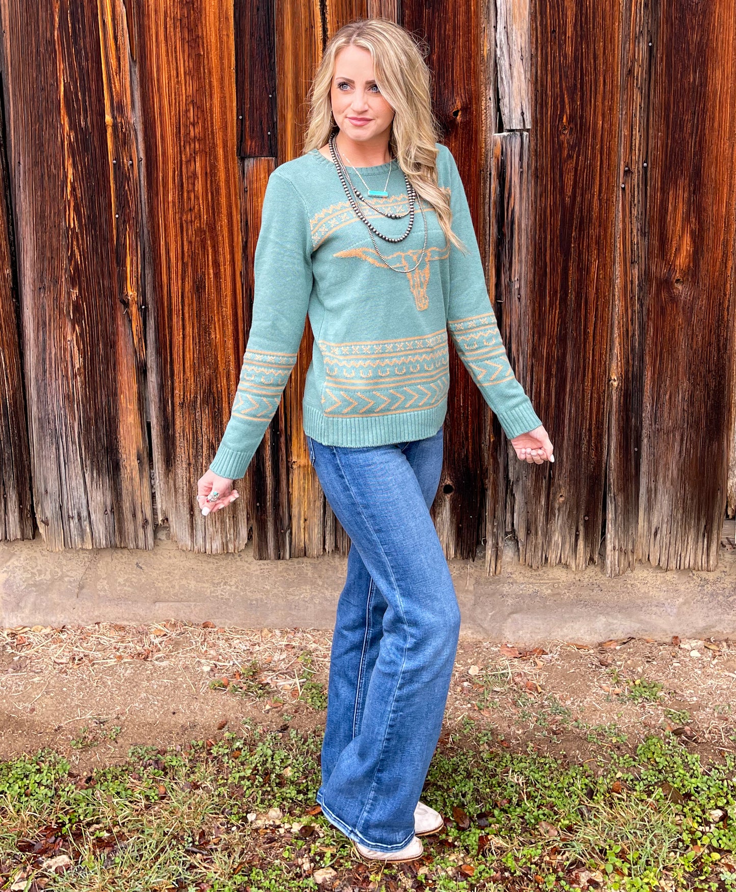 Longhorn Sweater *Aqua