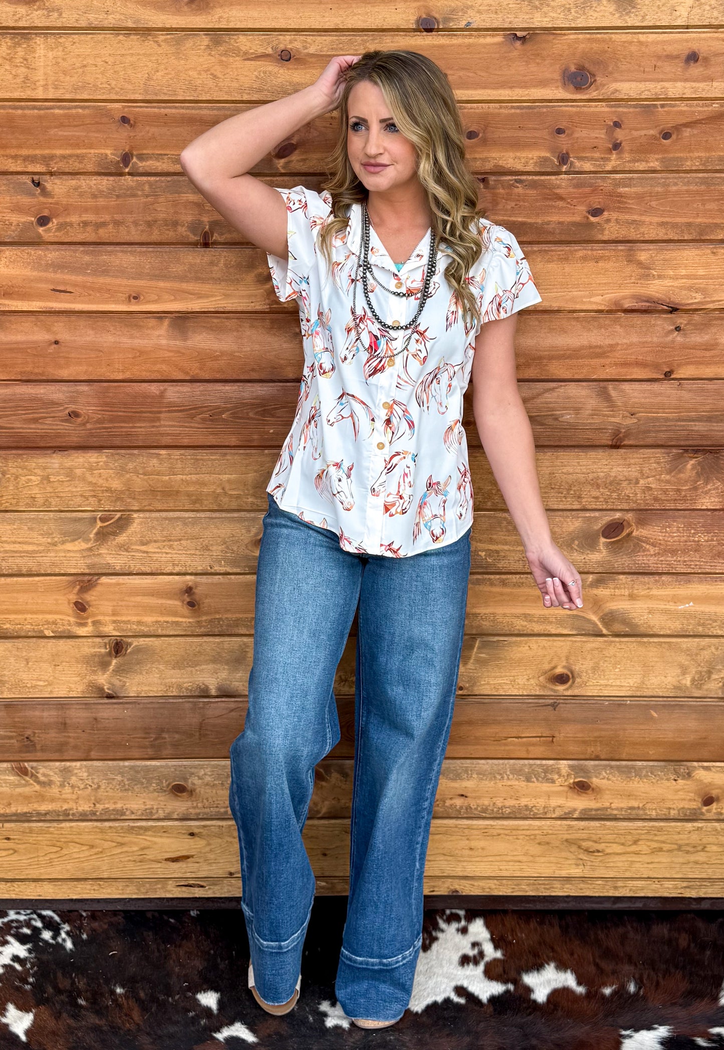 Painted Horses Button-Up Top