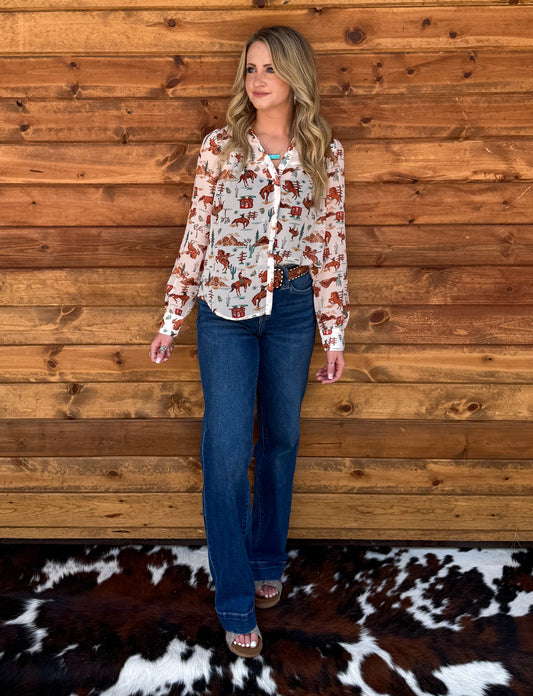 Old Western Sheer Blouse