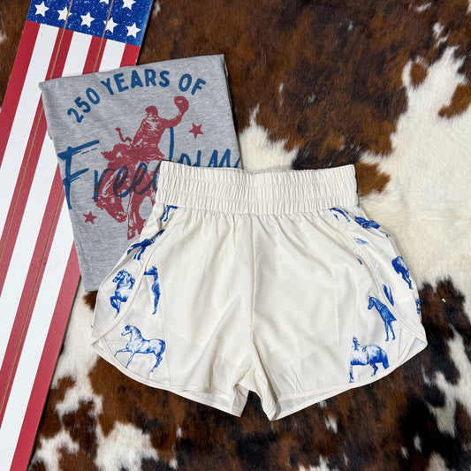 Blue Horses Athletic Shorts