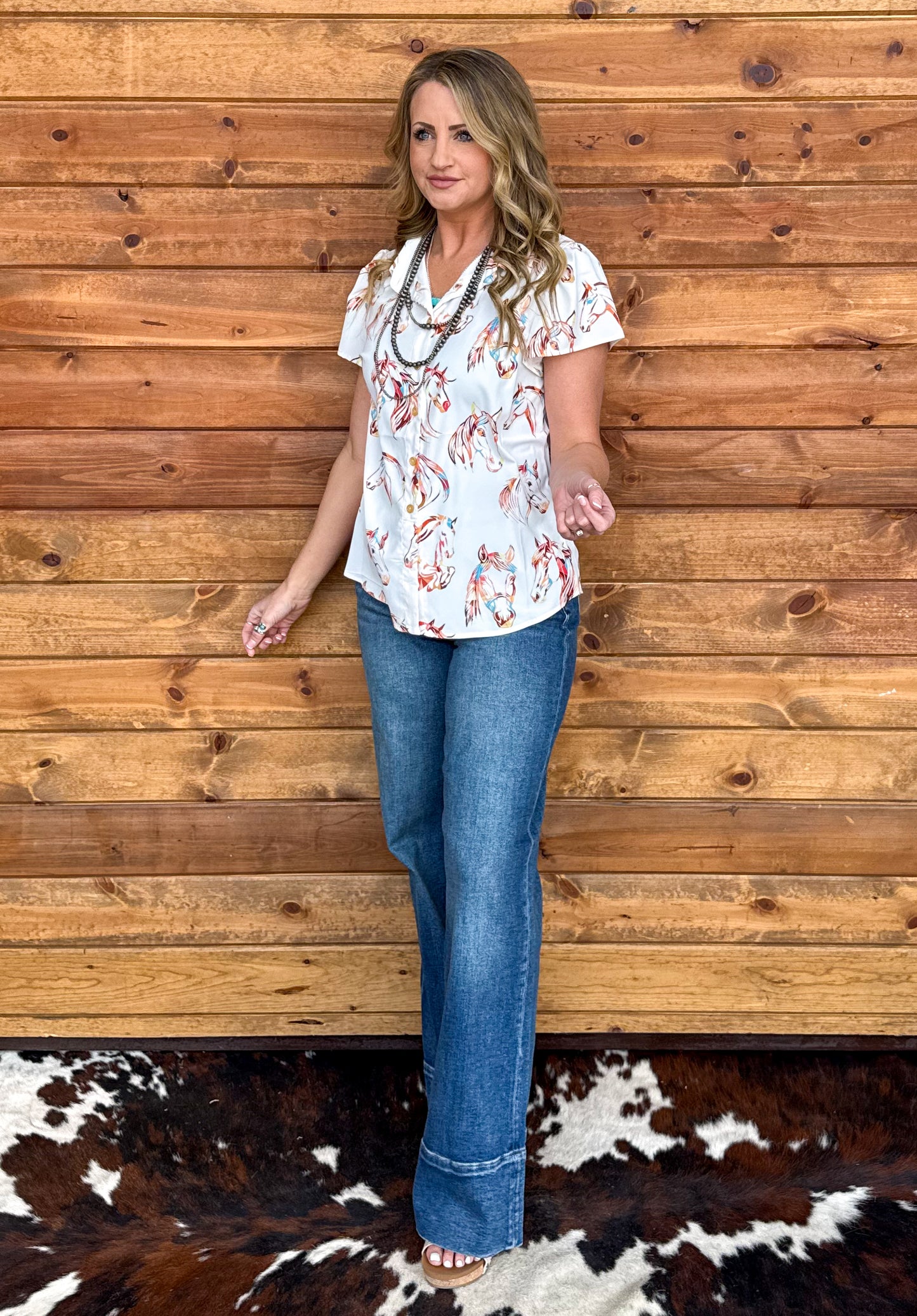 Painted Horses Button-Up Top