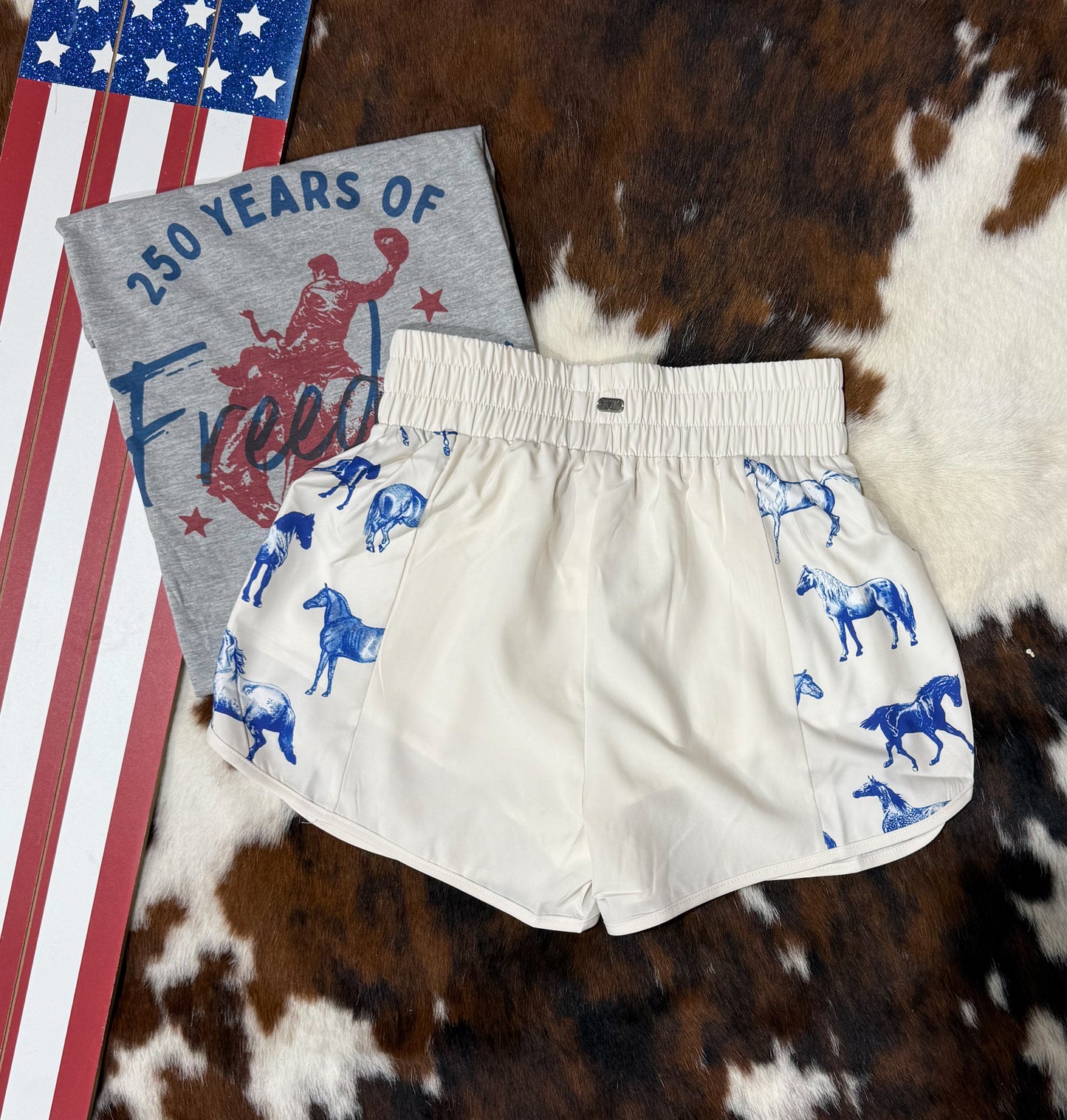 Blue Horses Athletic Shorts