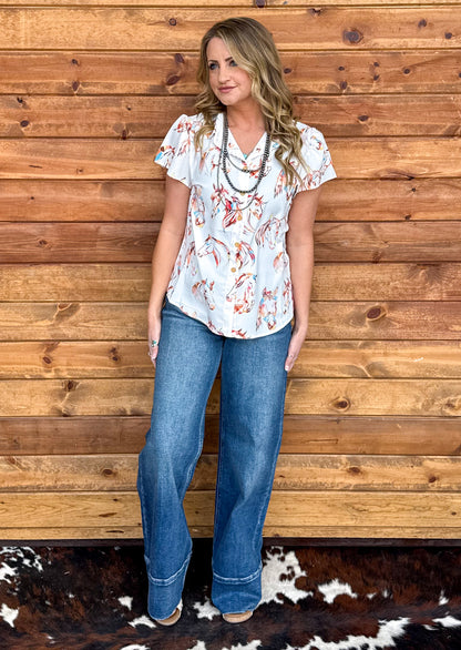 Painted Horses Button-Up Top