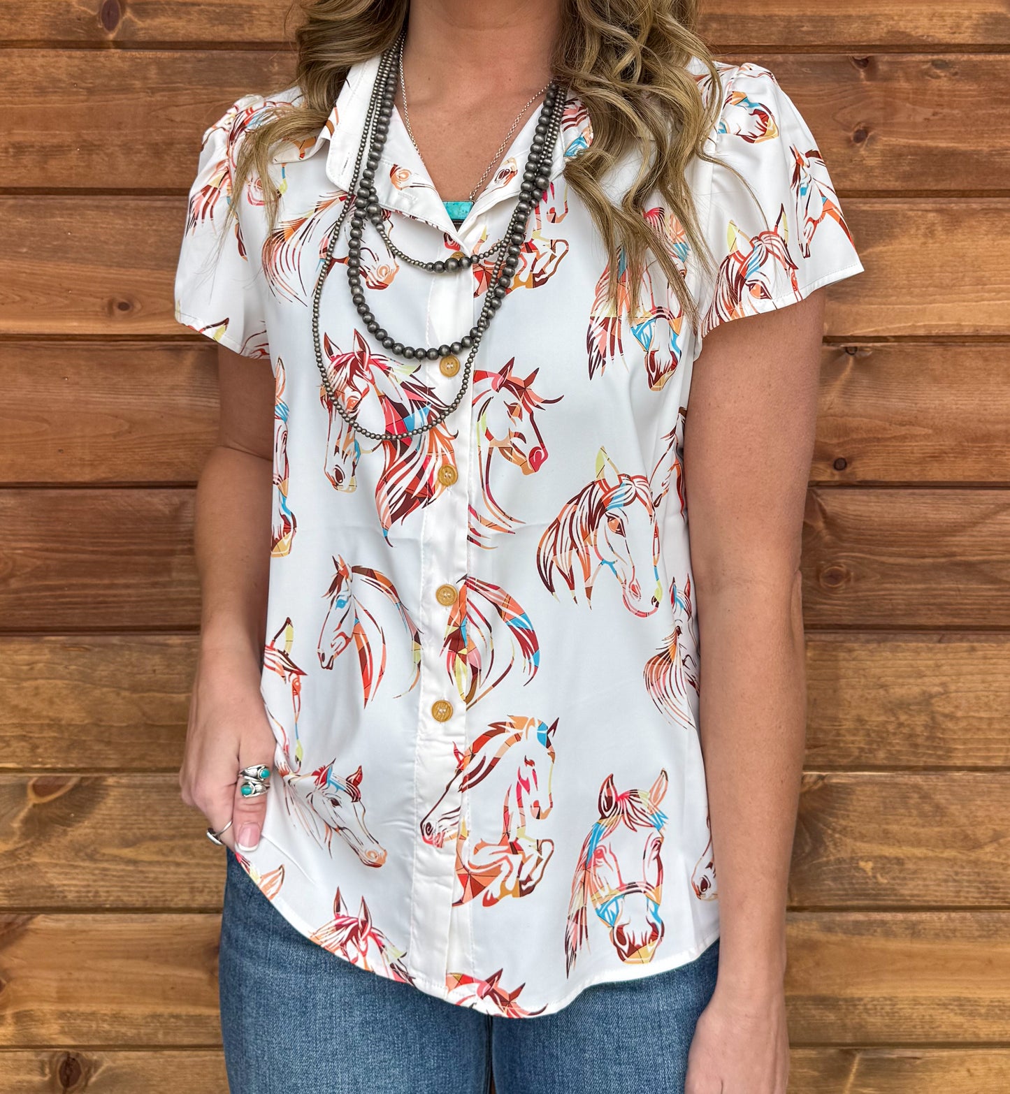 Painted Horses Button-Up Top