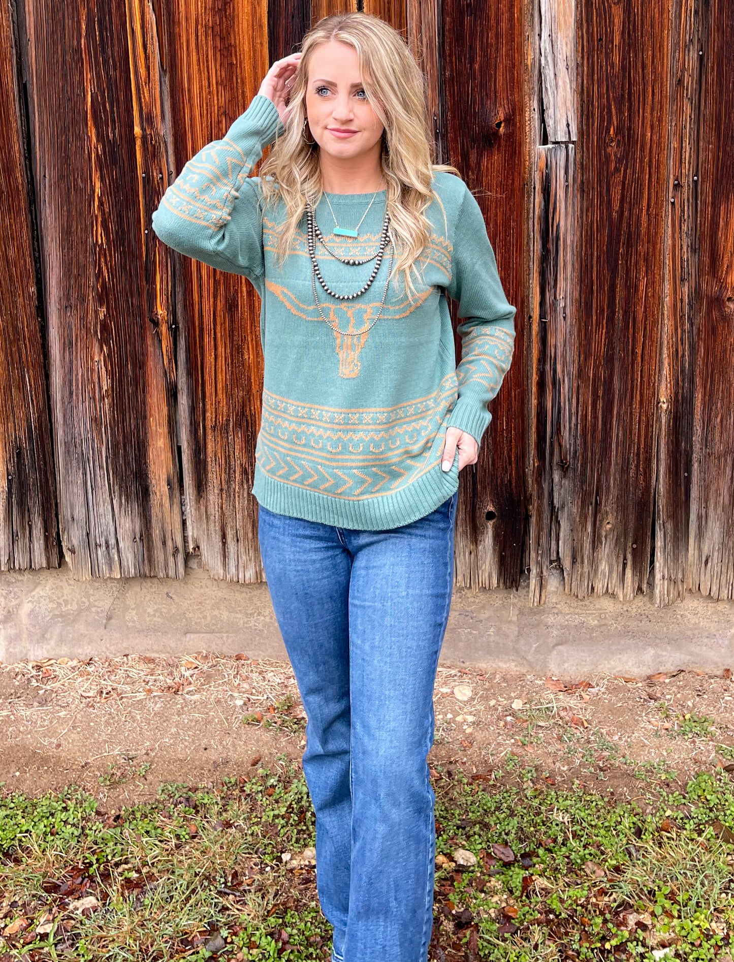 Longhorn Sweater *Aqua