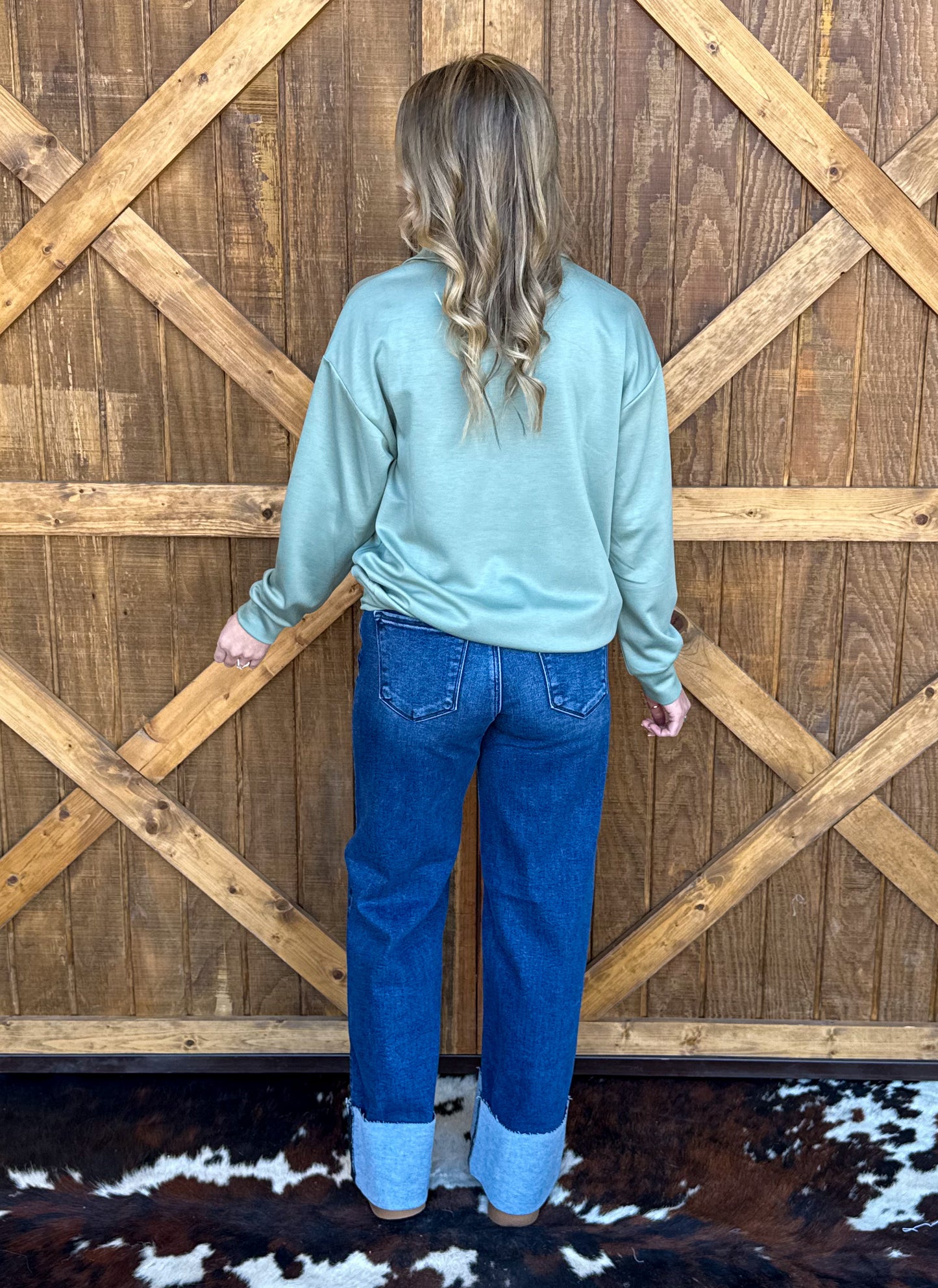 The Longhorn Pullover *Dusty Teal