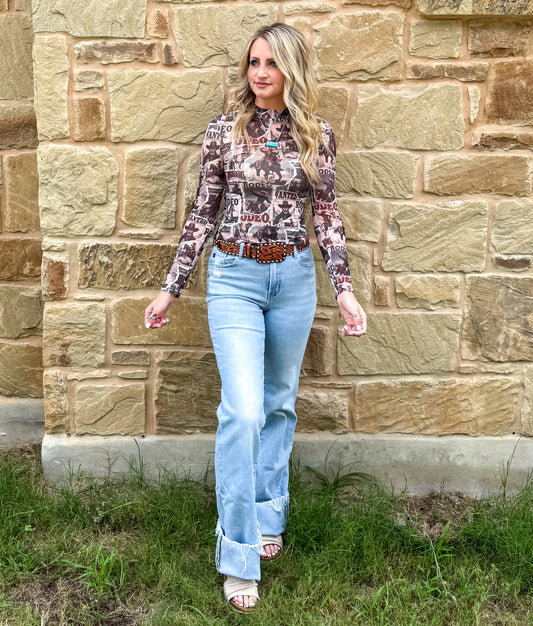 Wanted Cowboy Mesh Top