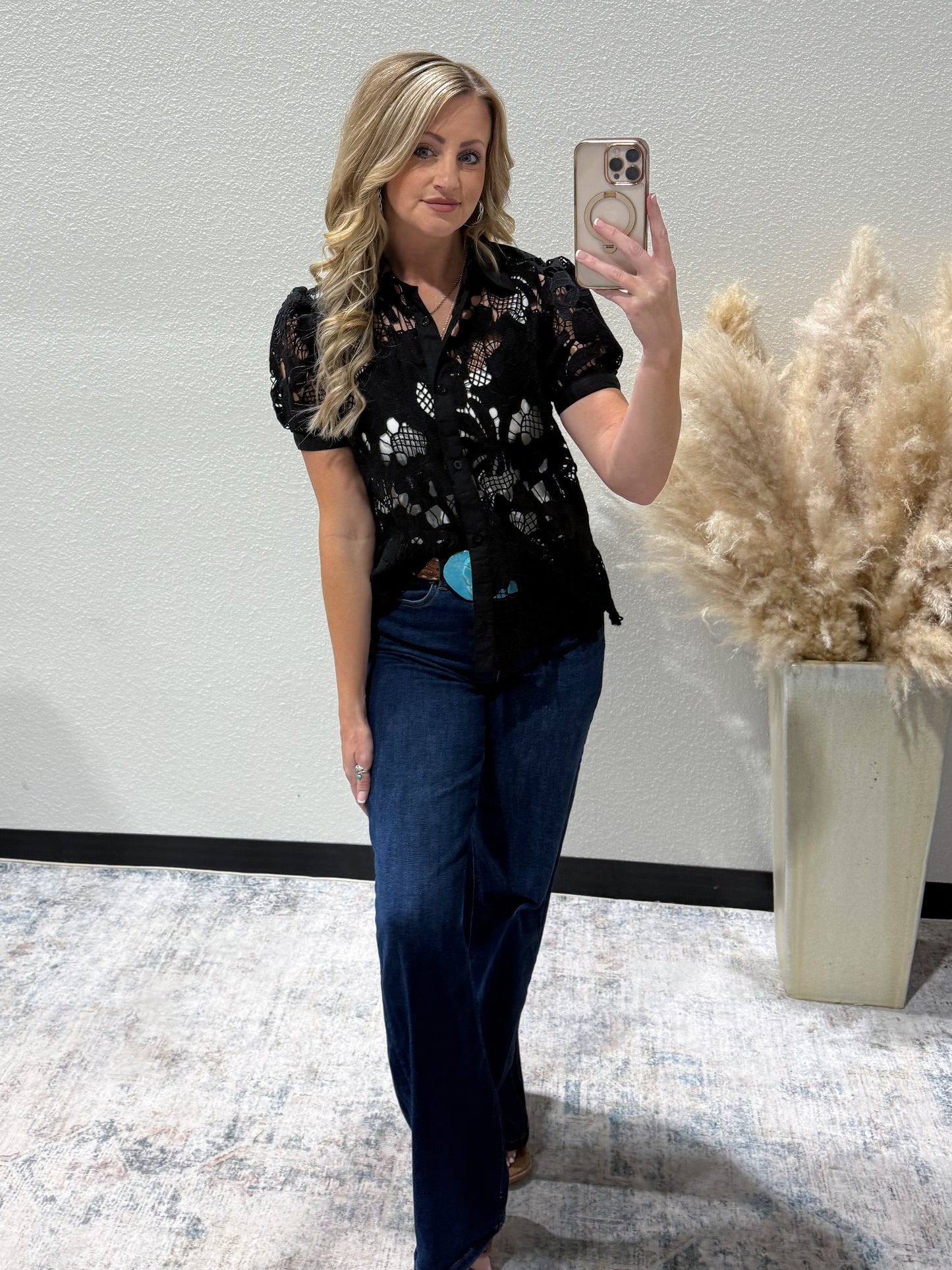 Floral Lace Button-Up
