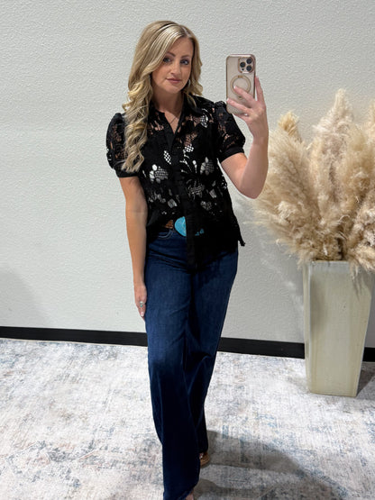 Floral Lace Button-Up