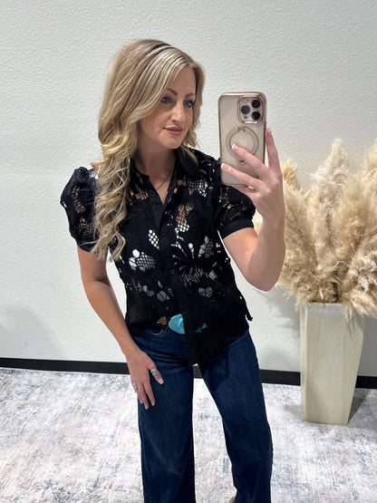 Floral Lace Button-Up