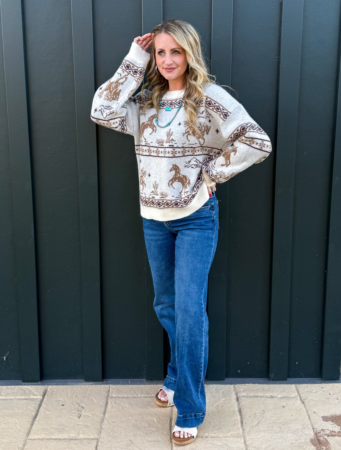 Cozy Horses Sweater *Natural