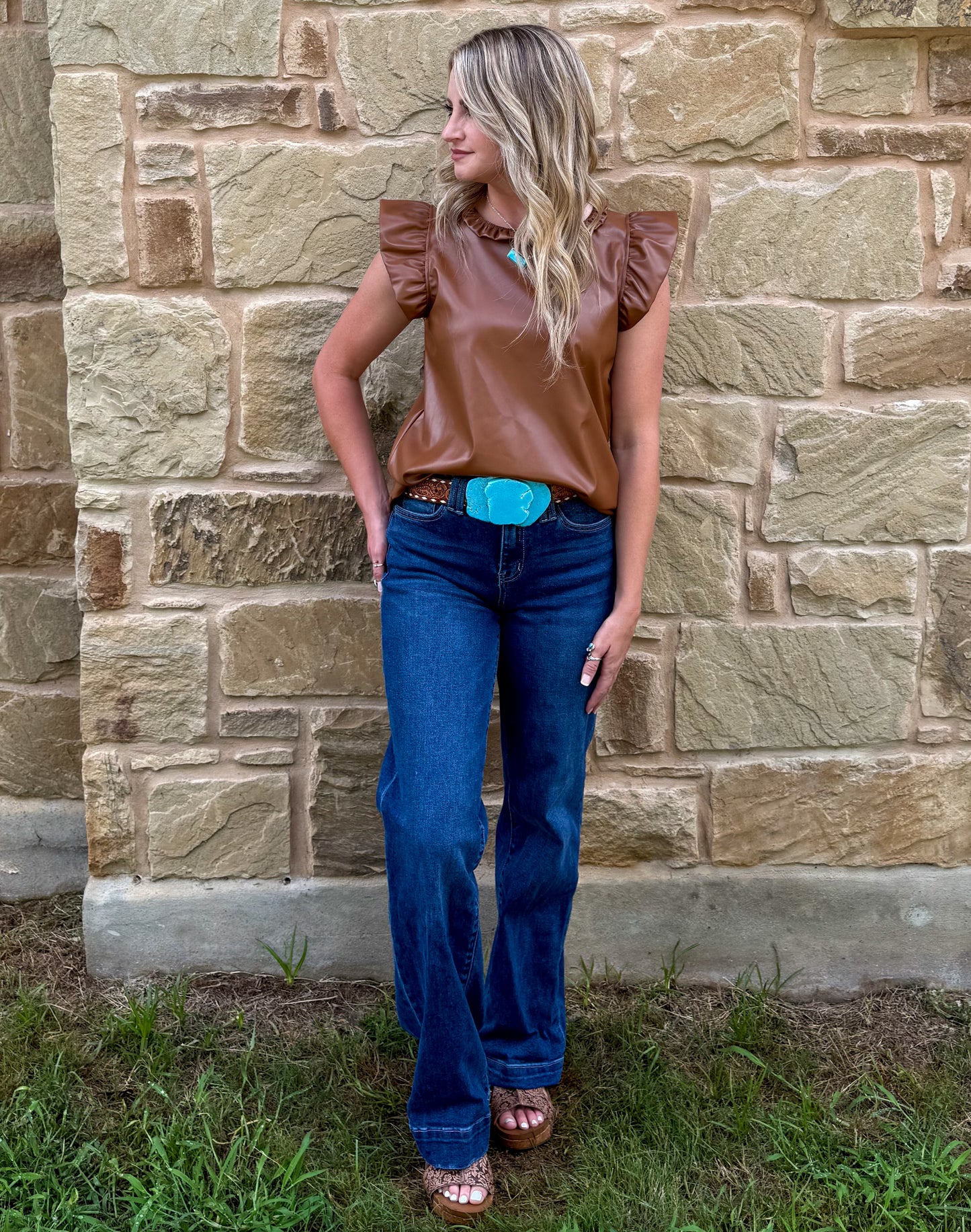 Saddle Faux Leather Tank