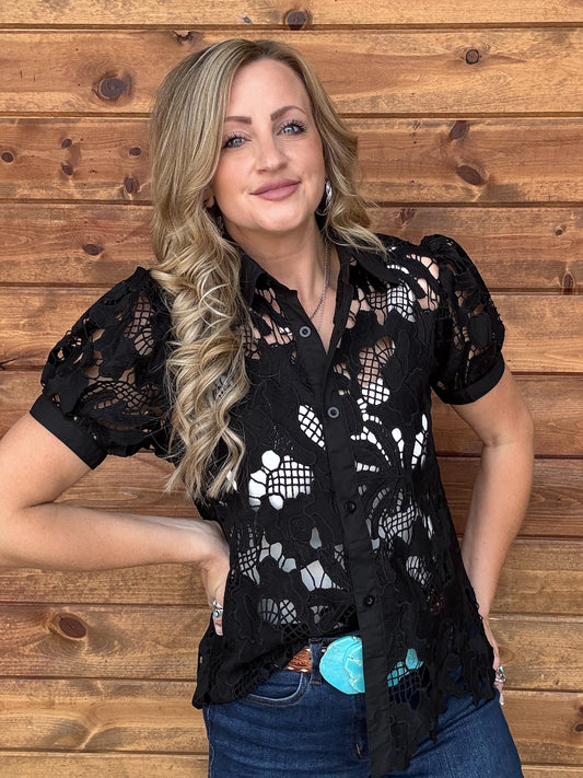 Floral Lace Button-Up