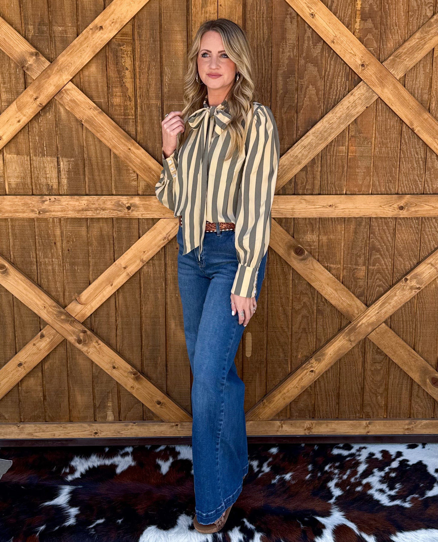 Miranda Striped Blouse *Grey