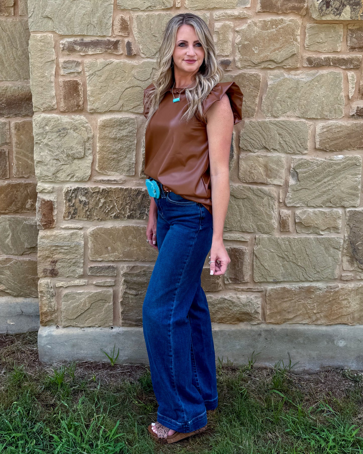 Saddle Faux Leather Tank