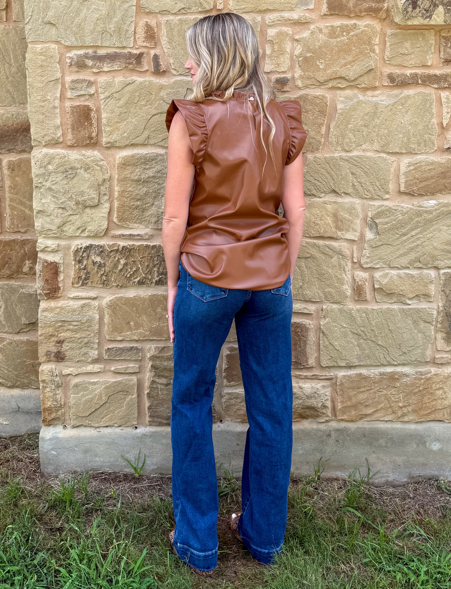 Saddle Faux Leather Tank