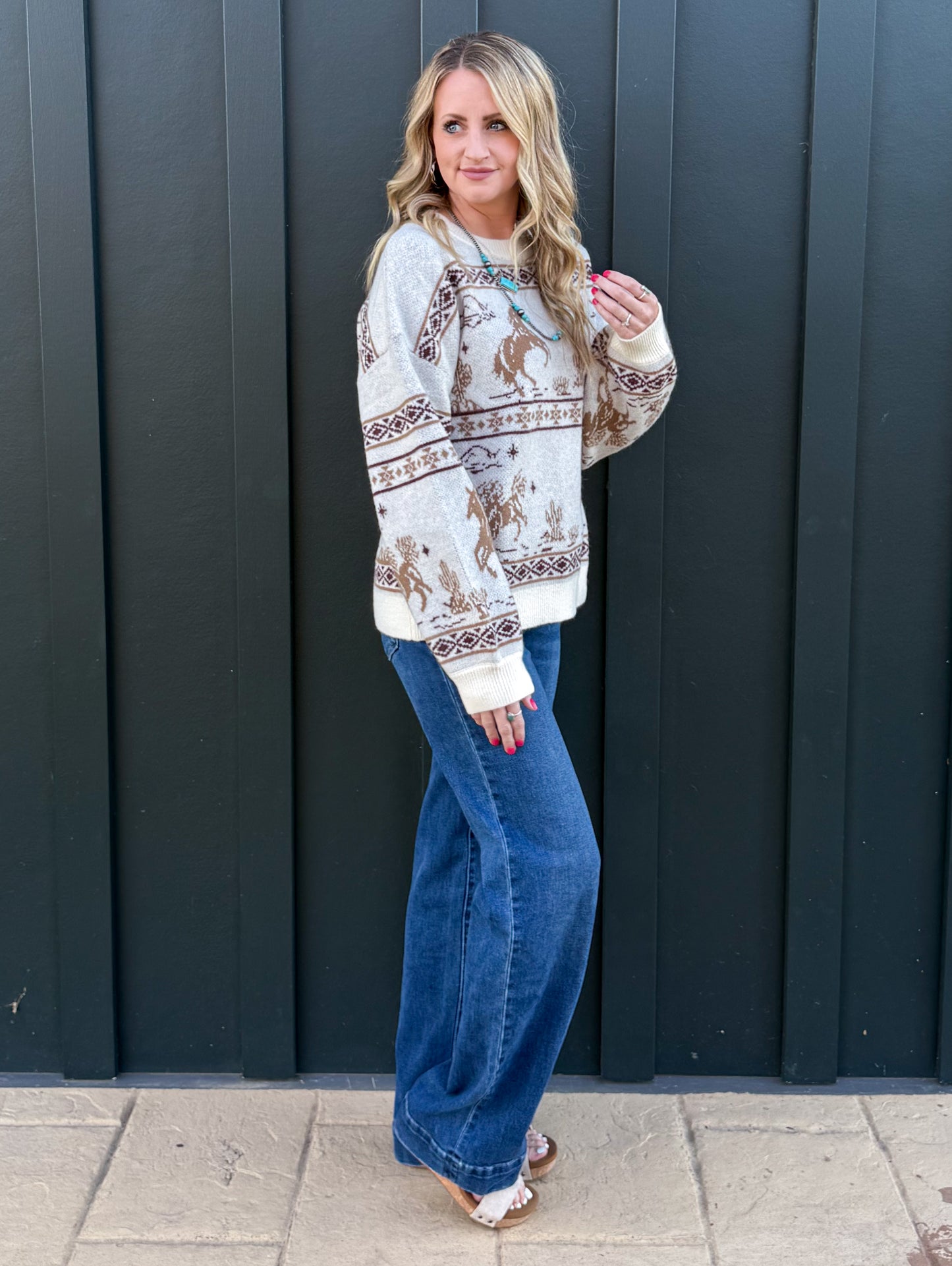 Cozy Horses Sweater *Natural