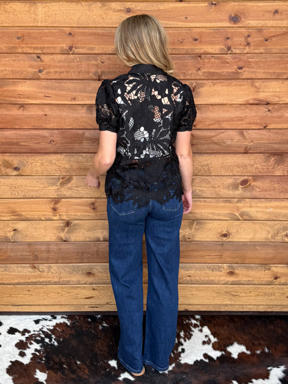 Floral Lace Button-Up