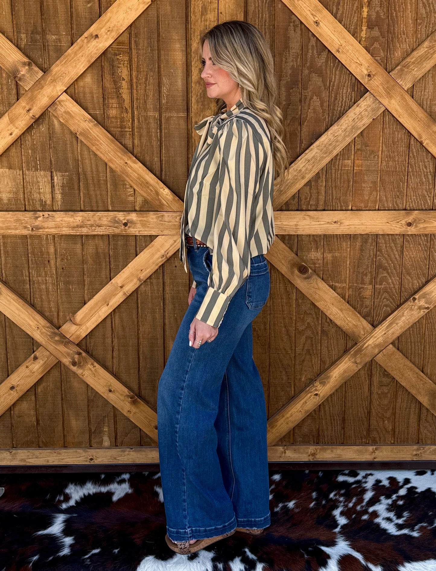 Miranda Striped Blouse *Grey