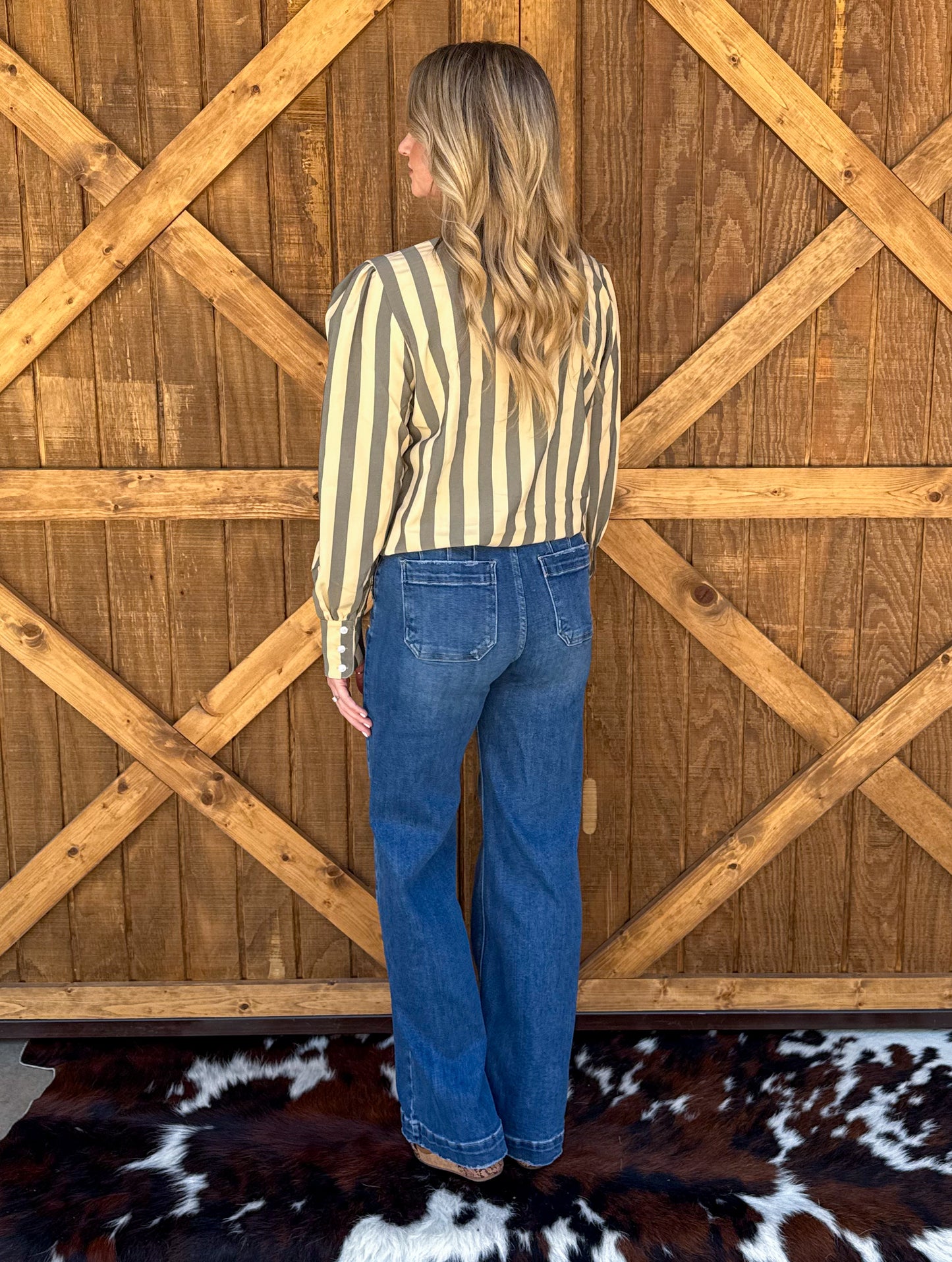 Miranda Striped Blouse *Grey