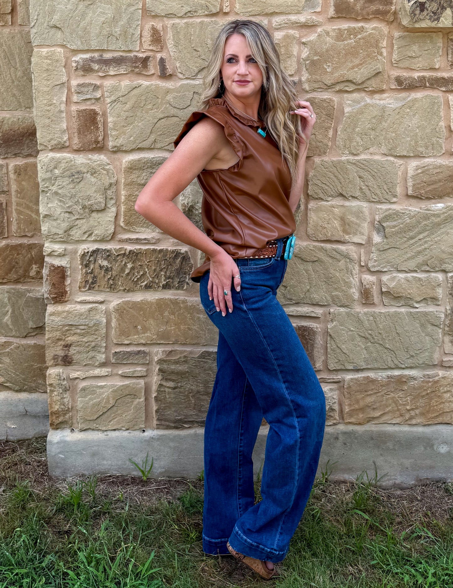 Saddle Faux Leather Tank