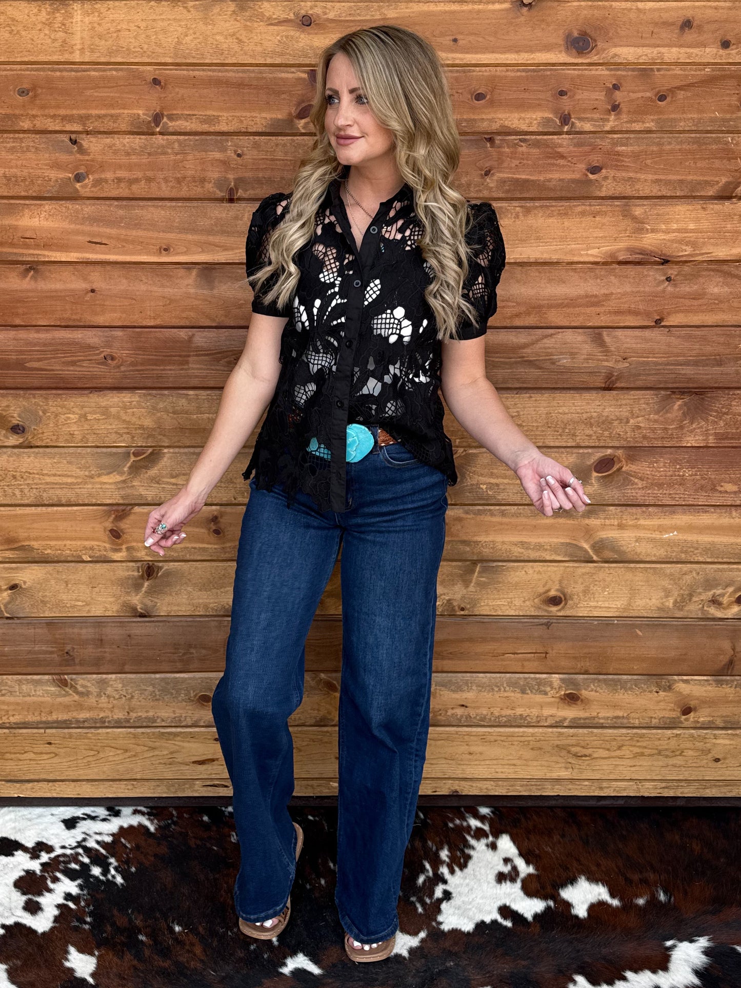 Floral Lace Button-Up