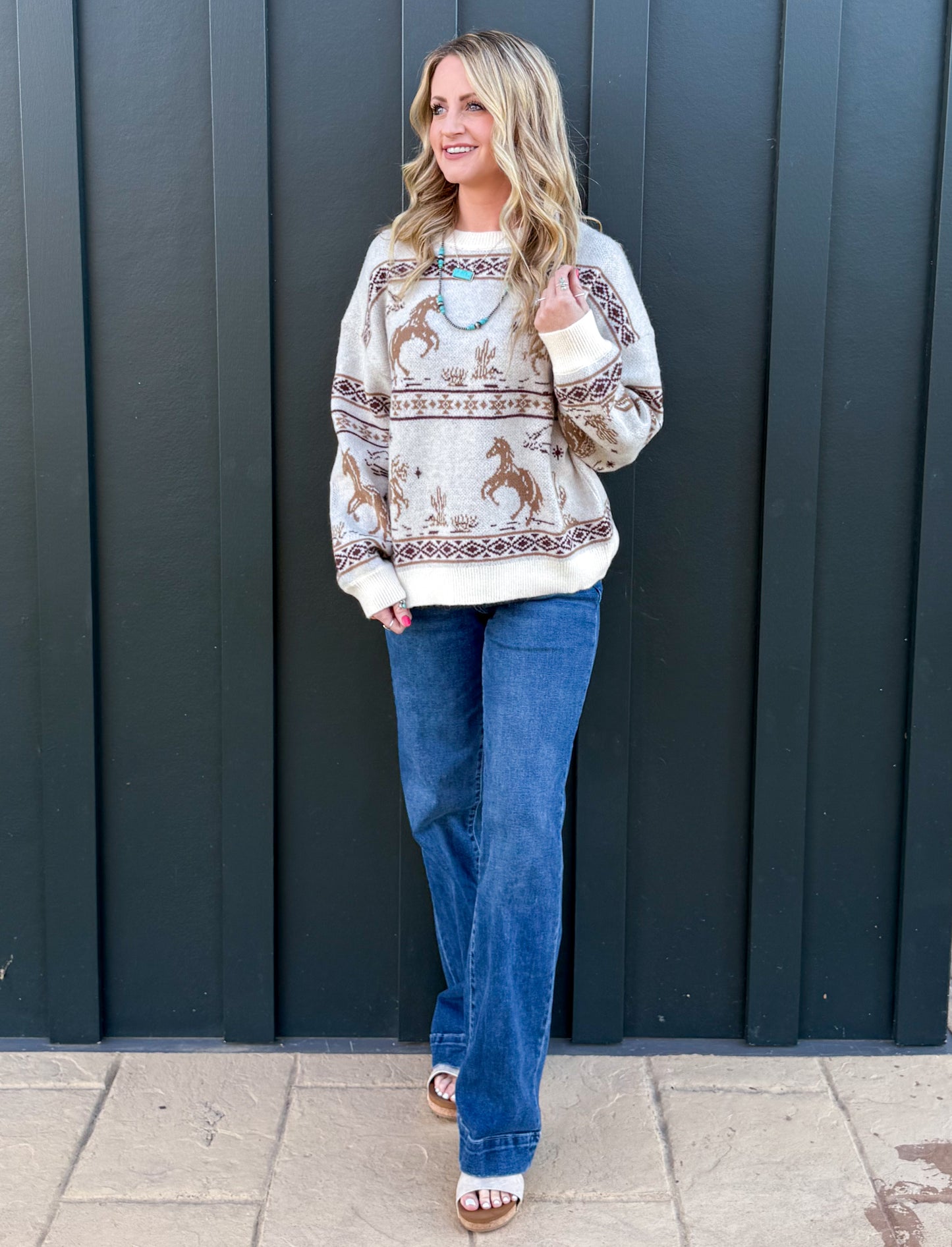 Cozy Horses Sweater *Natural