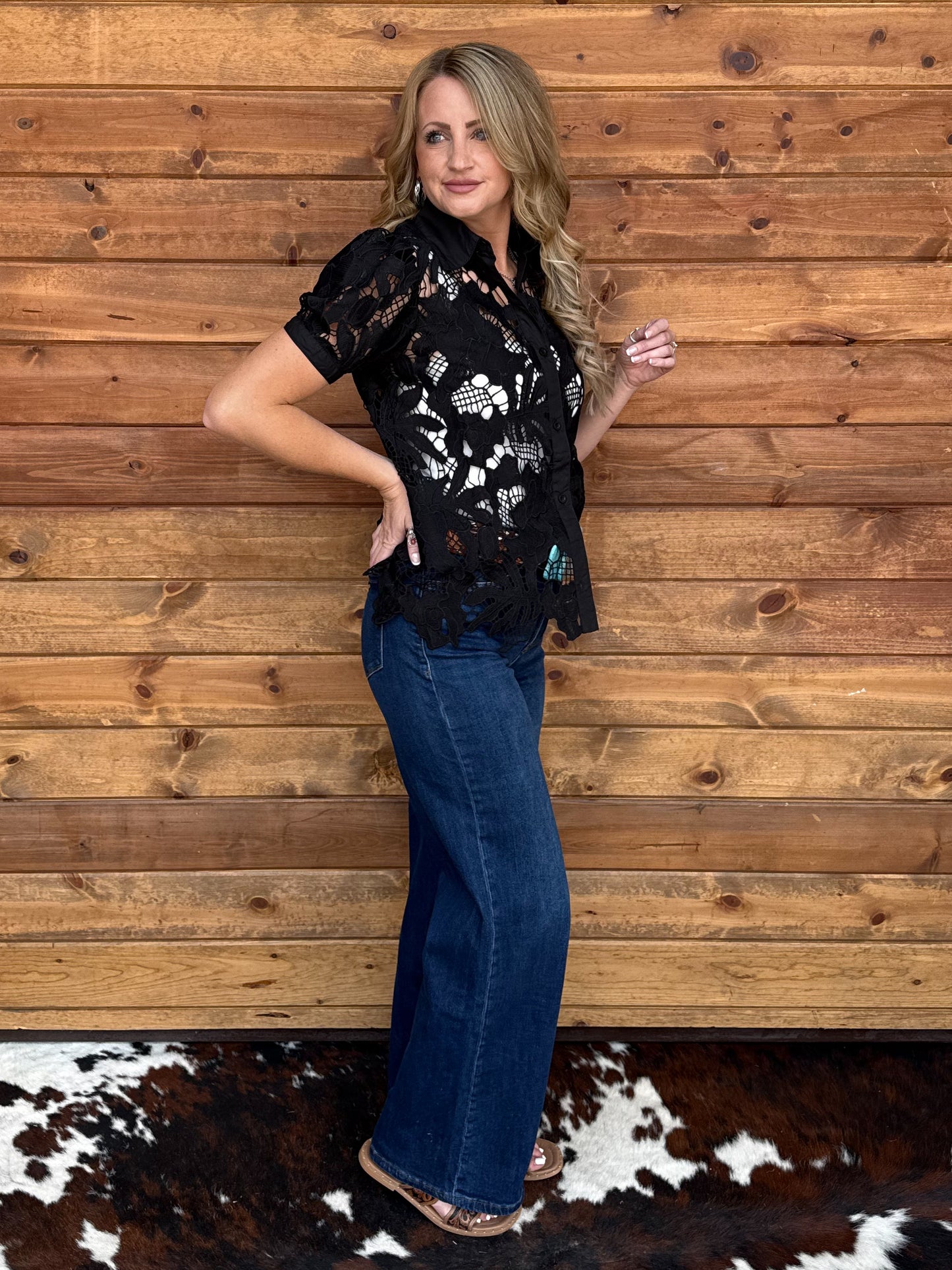 Floral Lace Button-Up