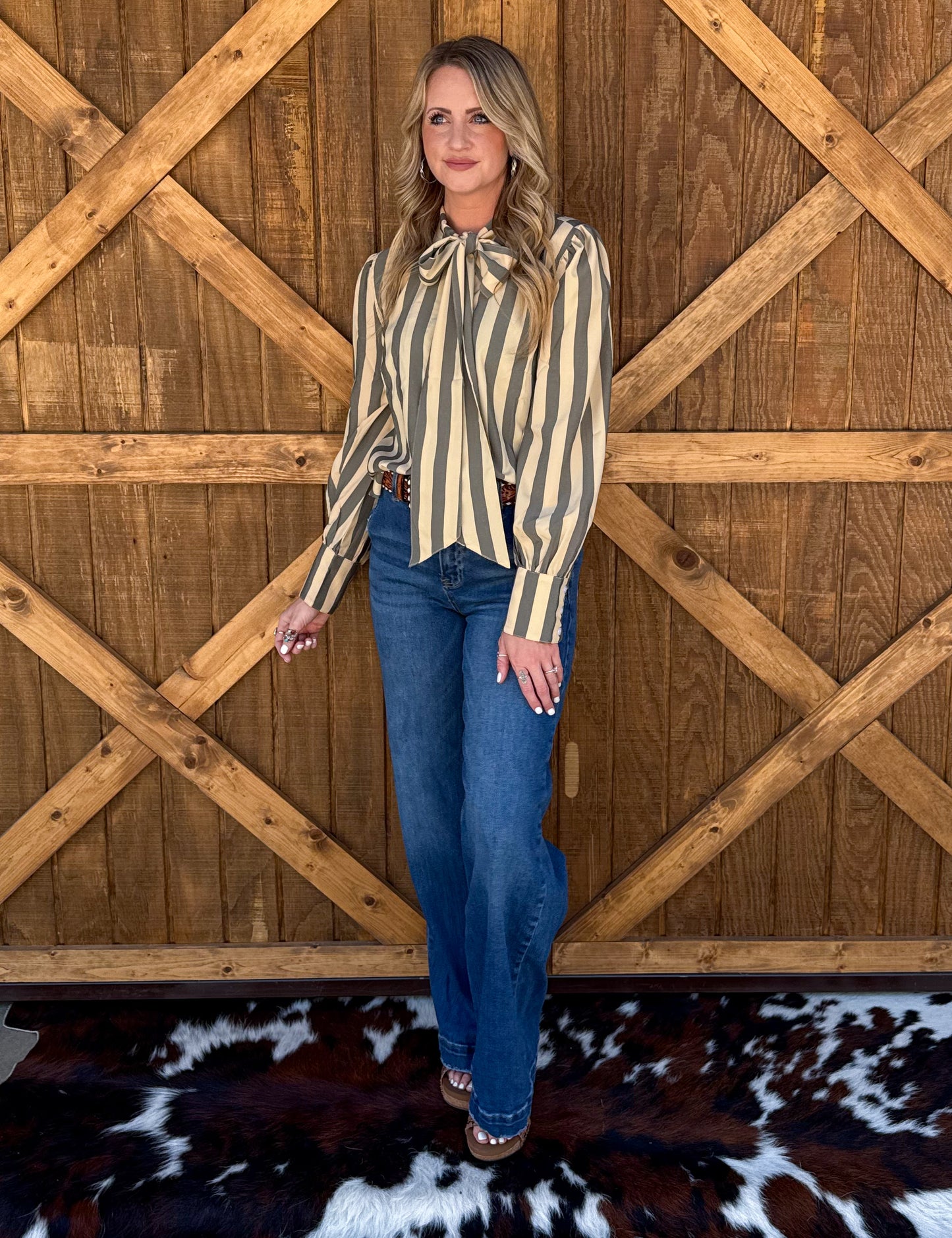 Miranda Striped Blouse *Grey