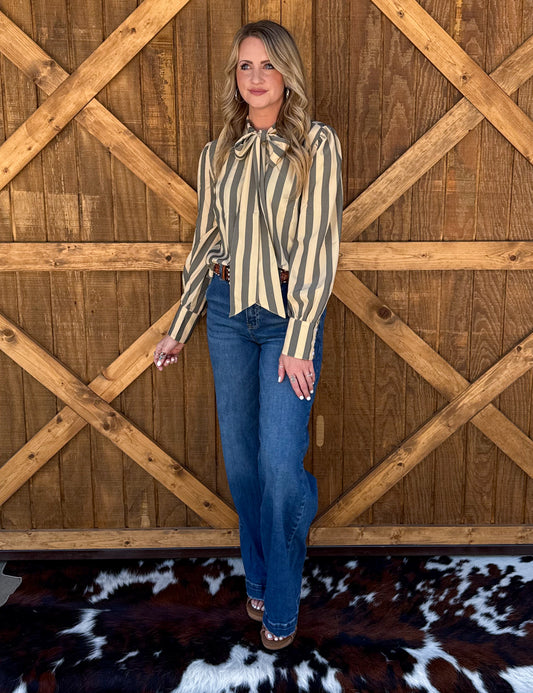 Miranda Striped Blouse *Grey