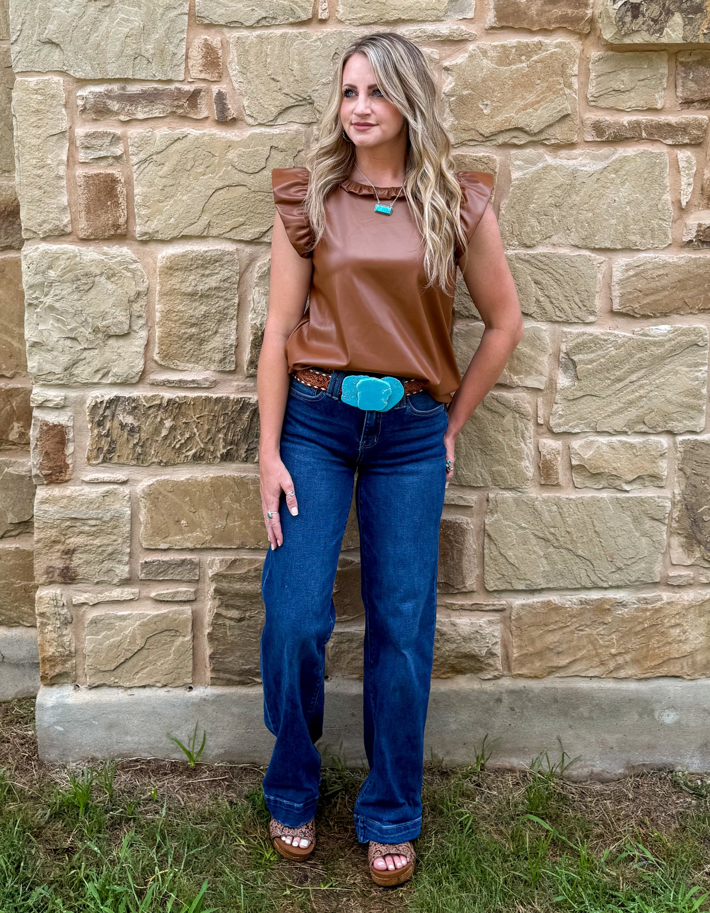 Saddle Faux Leather Tank