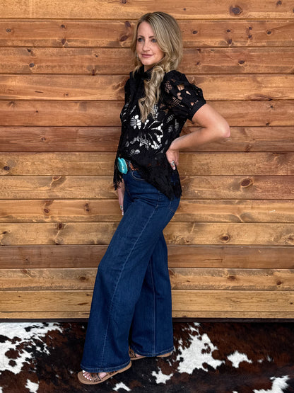 Floral Lace Button-Up