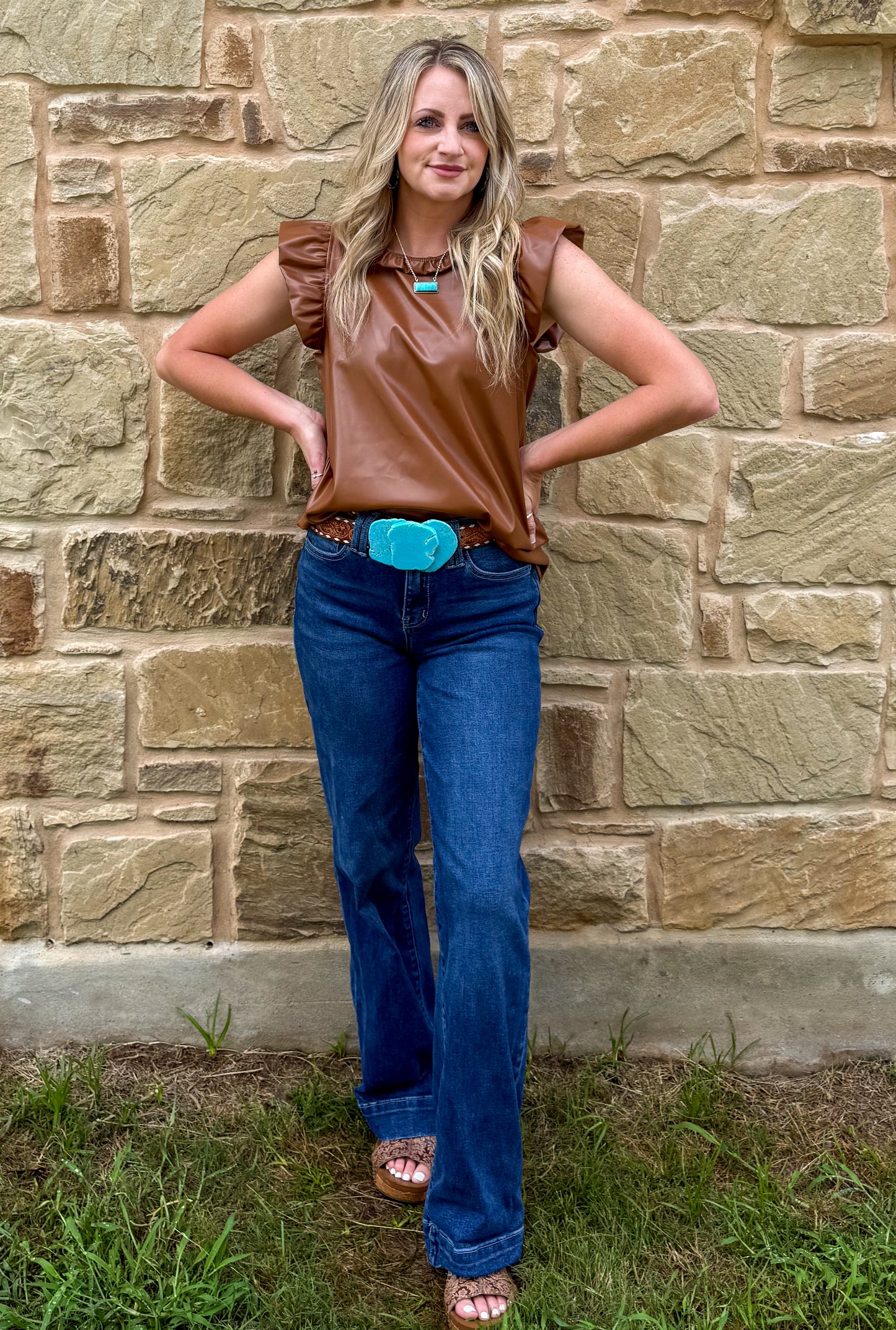 Saddle Faux Leather Tank