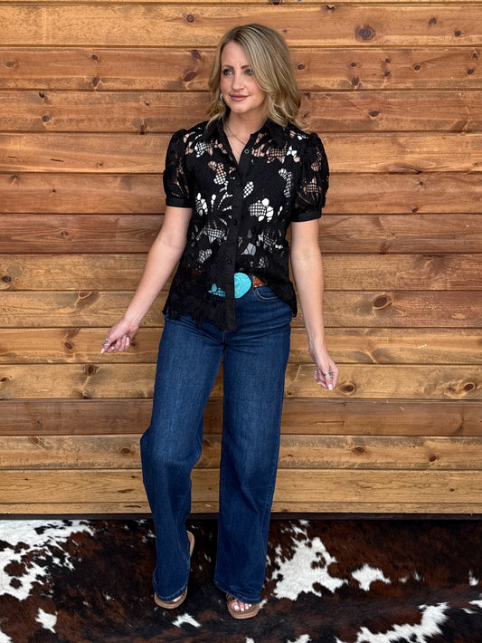 Floral Lace Button-Up