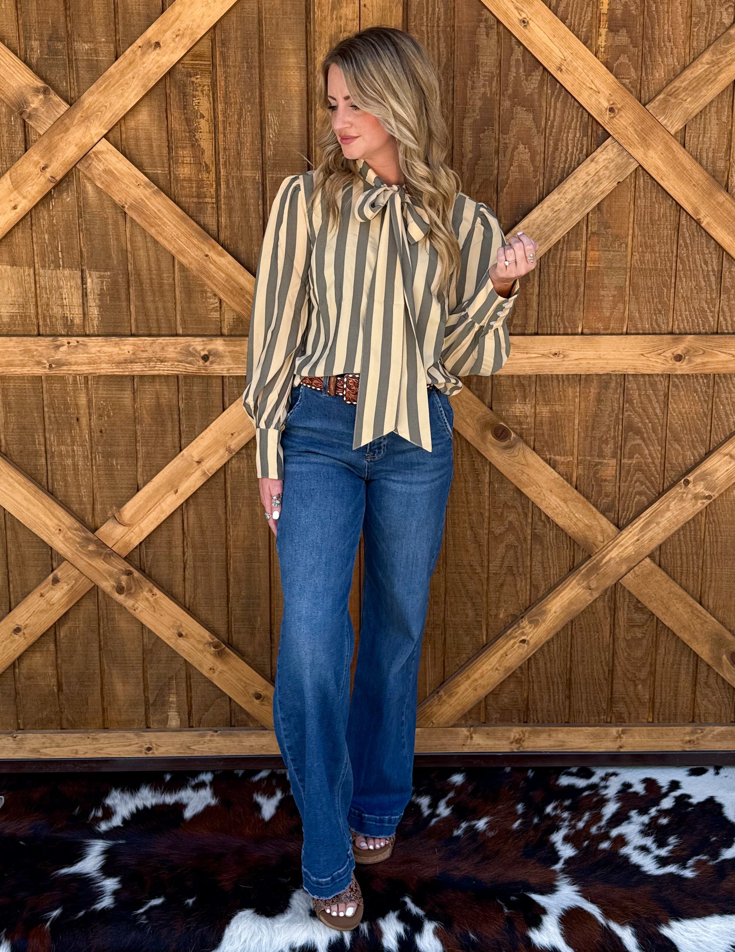 Miranda Striped Blouse *Grey
