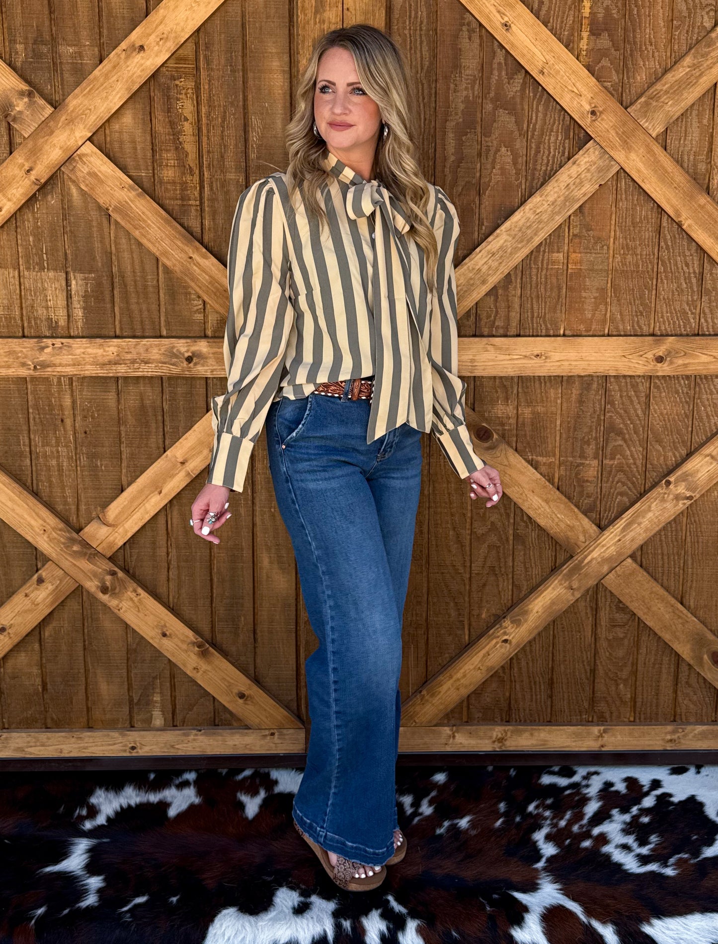 Miranda Striped Blouse *Grey
