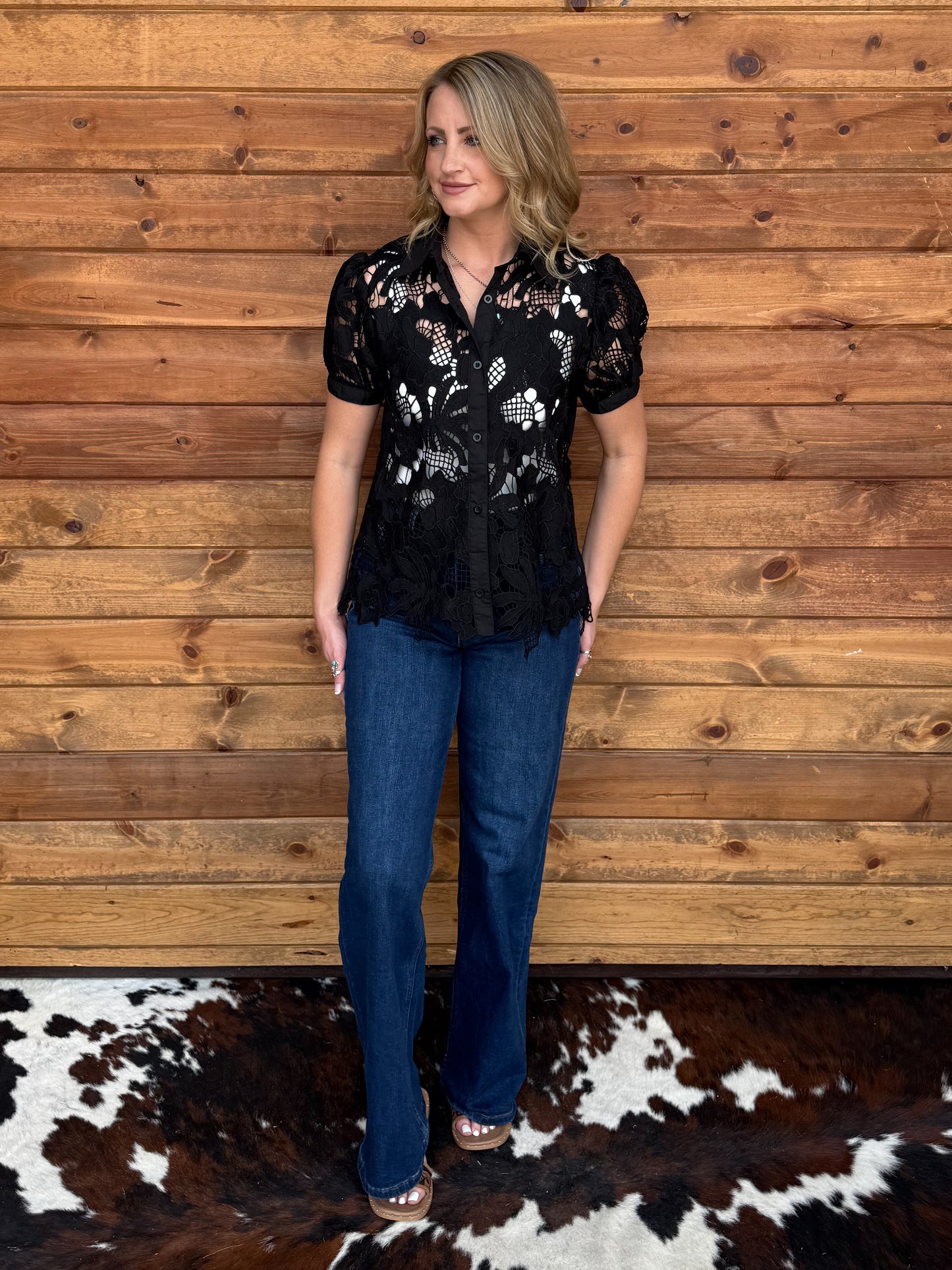 Floral Lace Button-Up