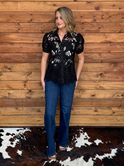Floral Lace Button-Up