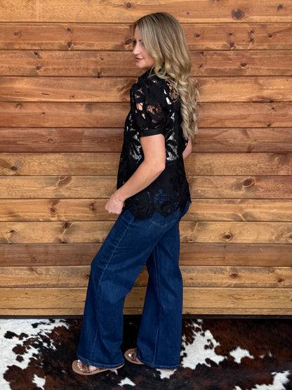 Floral Lace Button-Up