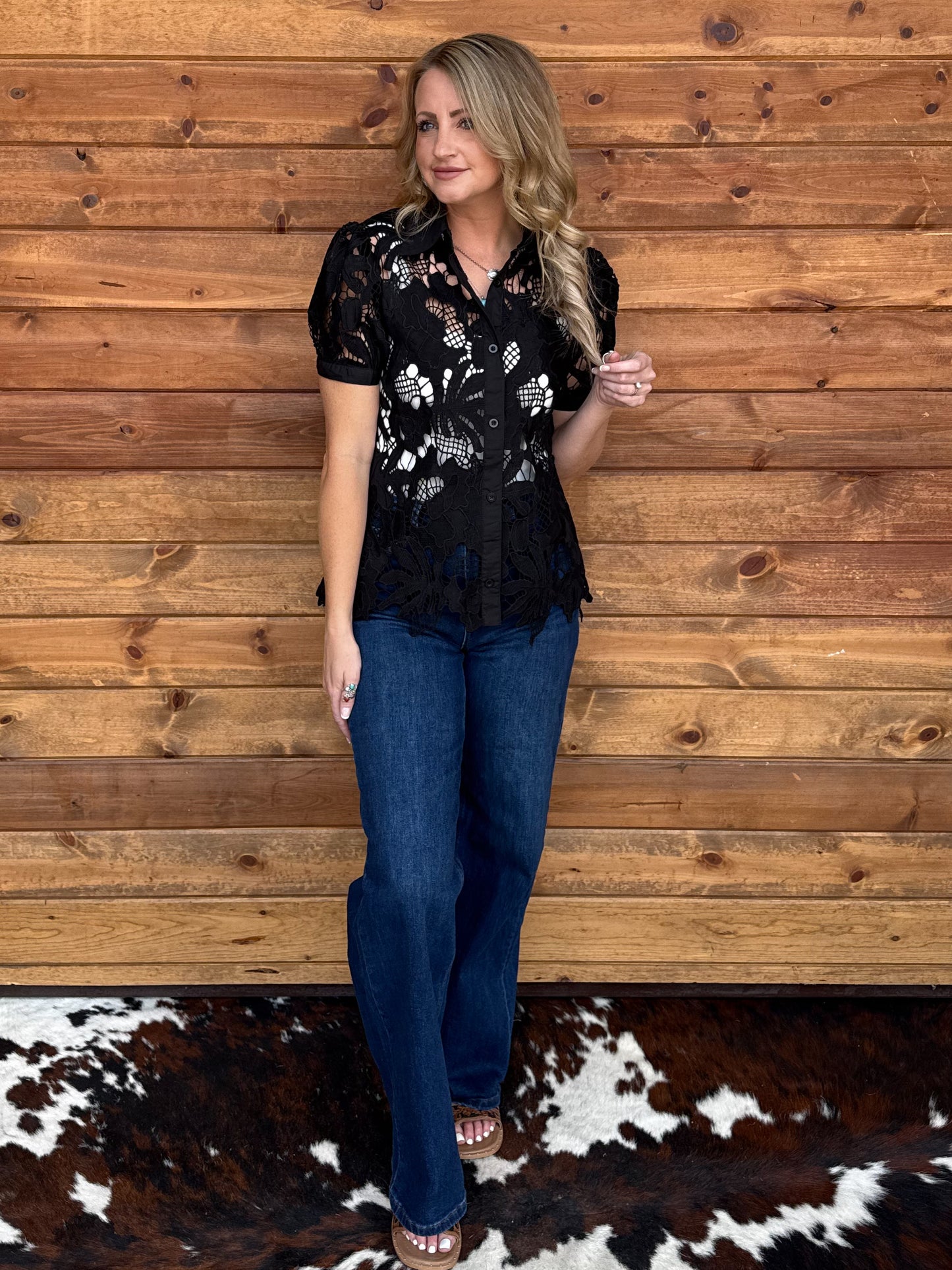 Floral Lace Button-Up
