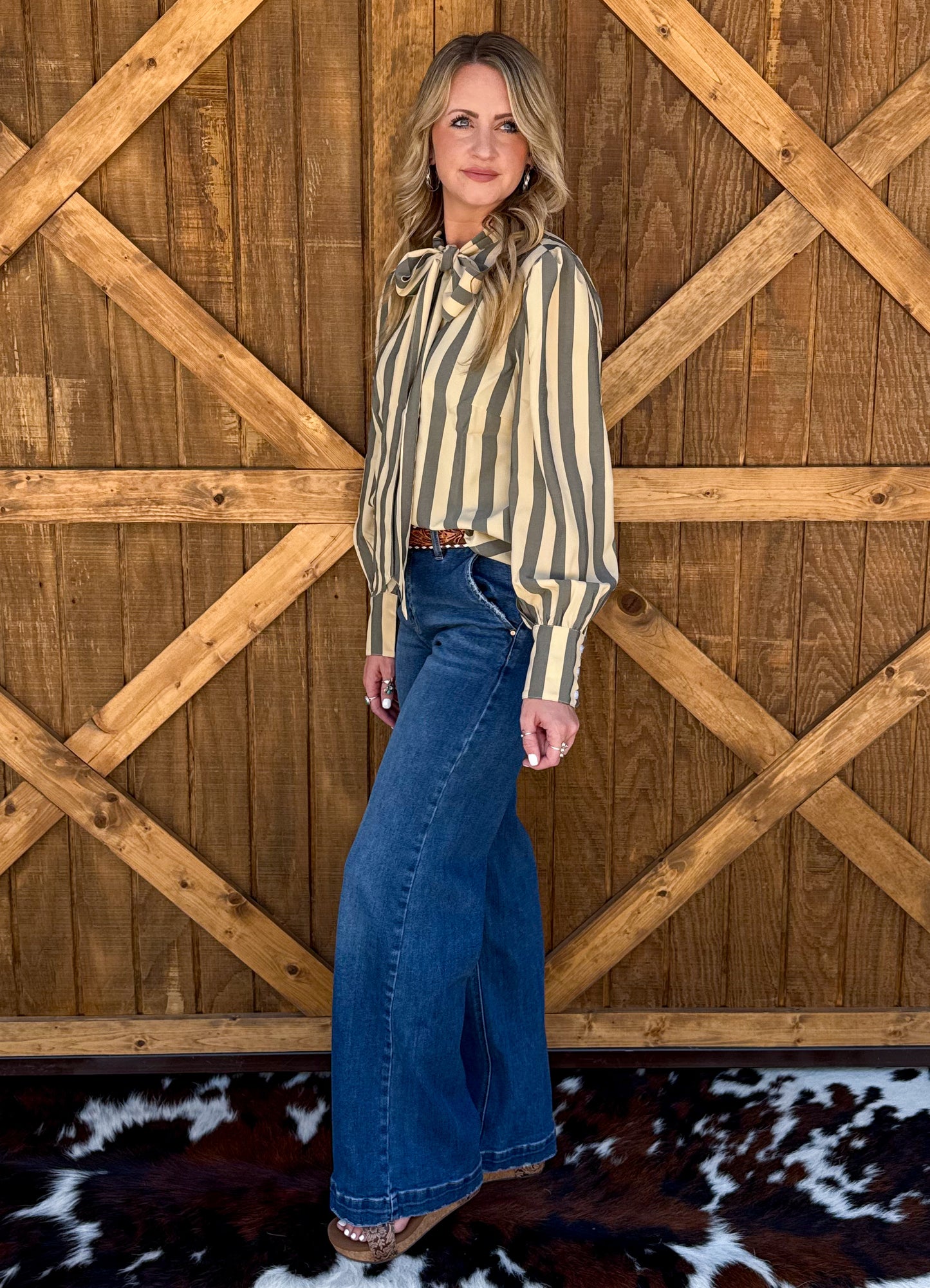 Miranda Striped Blouse *Grey