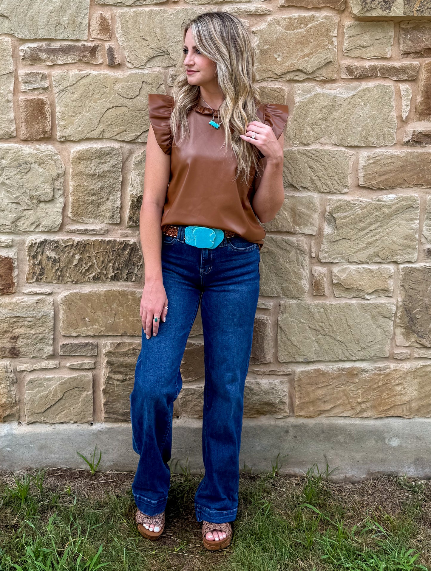 Saddle Faux Leather Tank