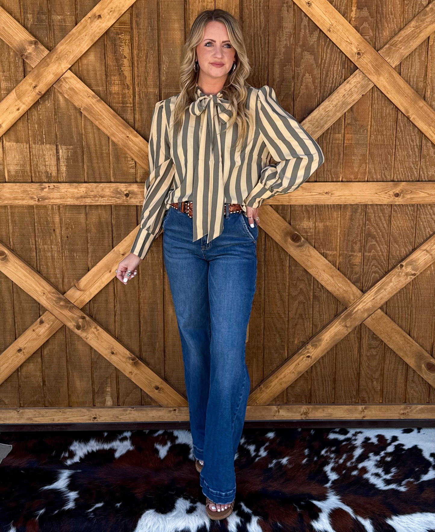 Miranda Striped Blouse *Grey