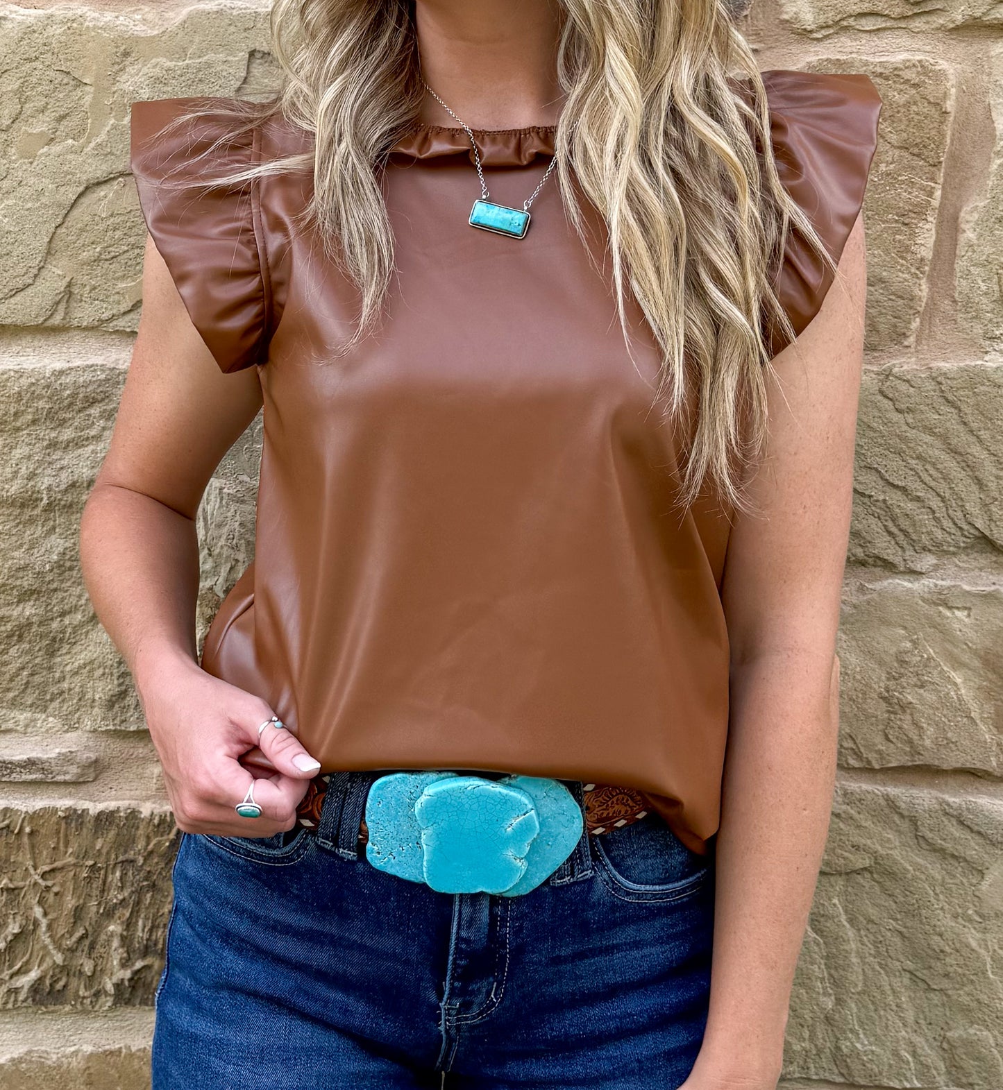 Saddle Faux Leather Tank