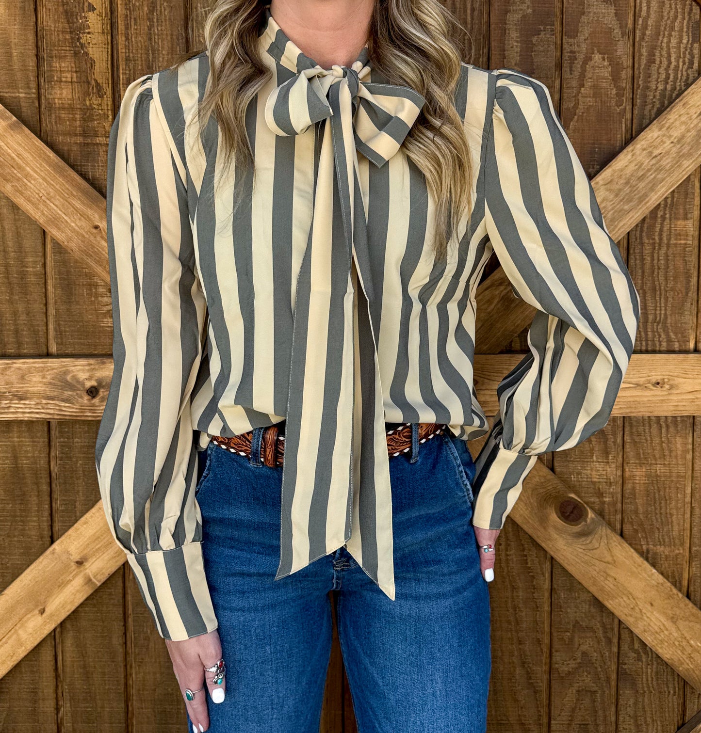 Miranda Striped Blouse *Grey