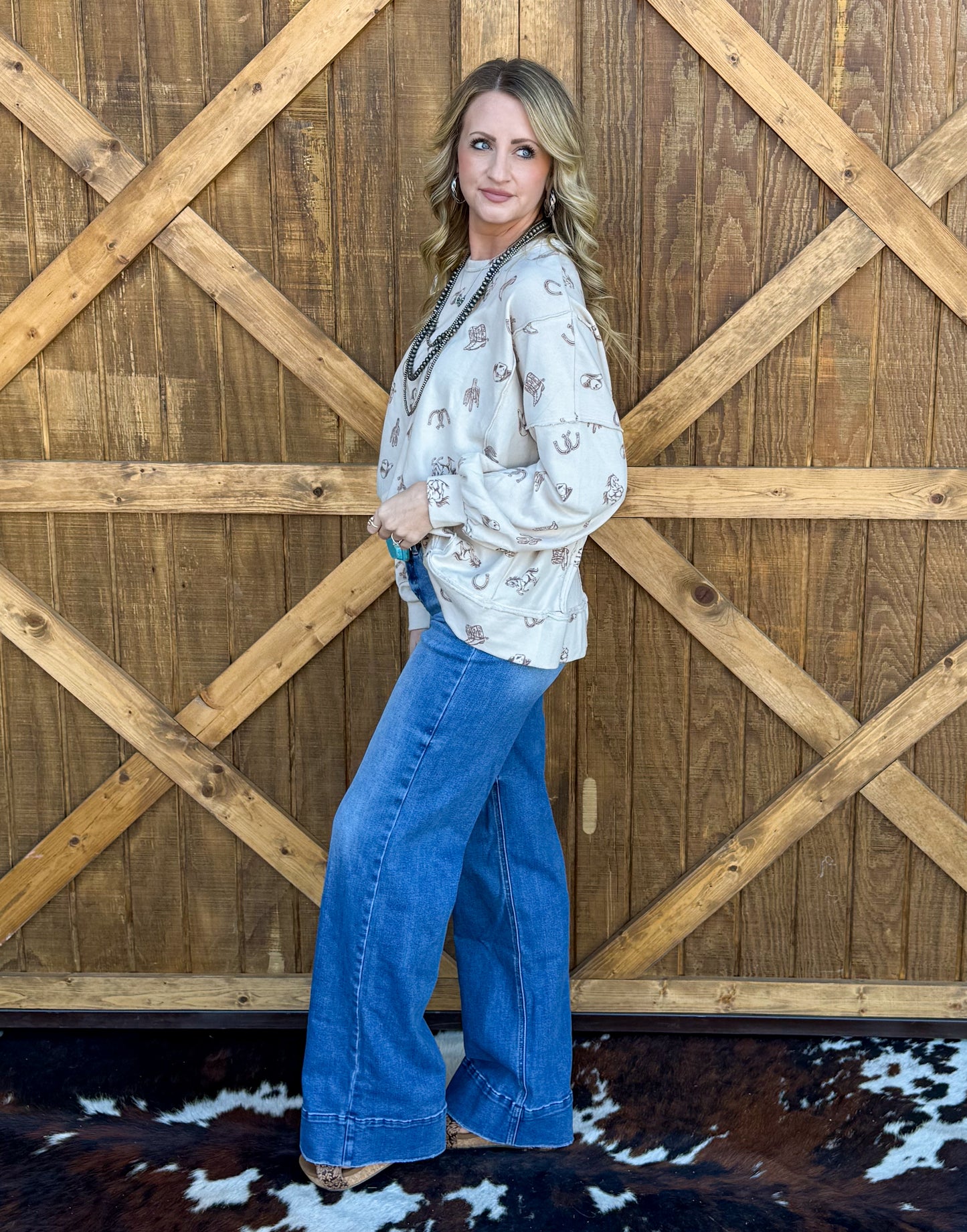 All Things Western Collage Sweatshirt *Cream