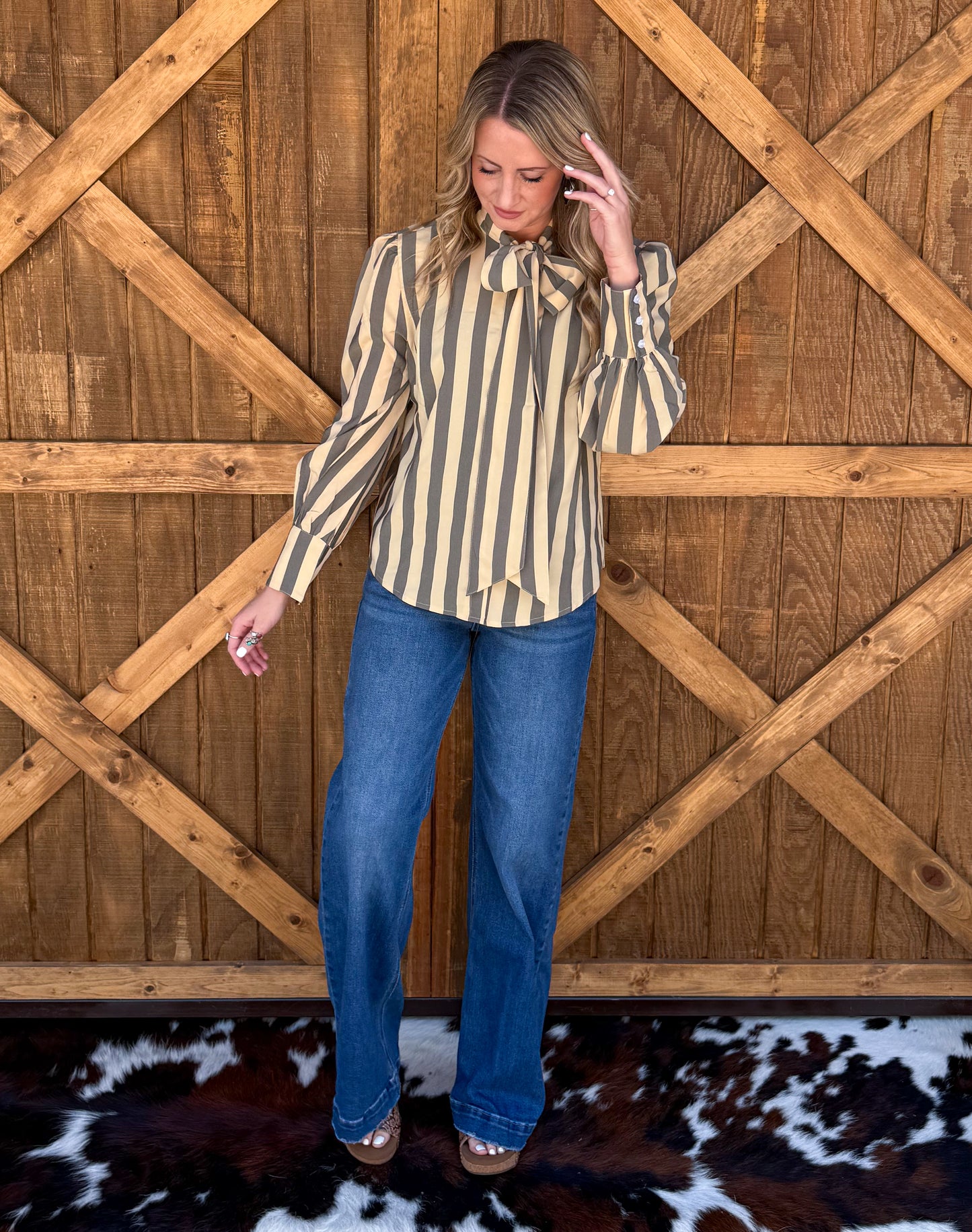 Miranda Striped Blouse *Grey