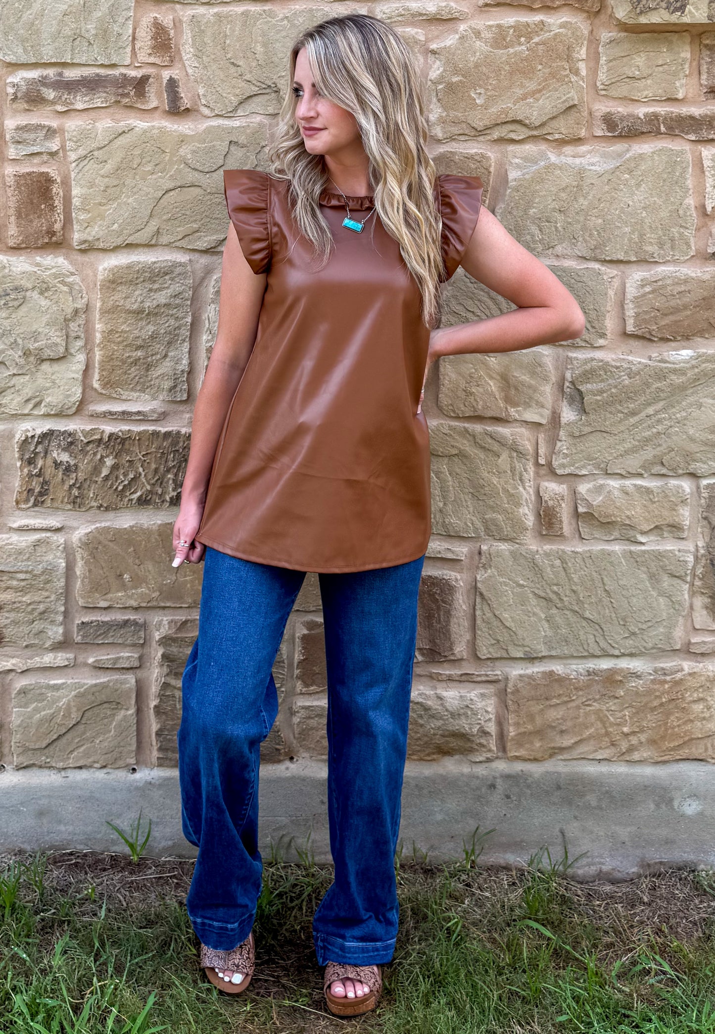 Saddle Faux Leather Tank